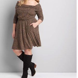 Lane Bryant Wild Animal Leopard Print Off The Shoulder Dress NWT Size 18/20